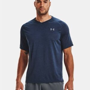 Mens 2XLT Under Armour Men's Tech 2.0 V-Neck T-Shirt Navy